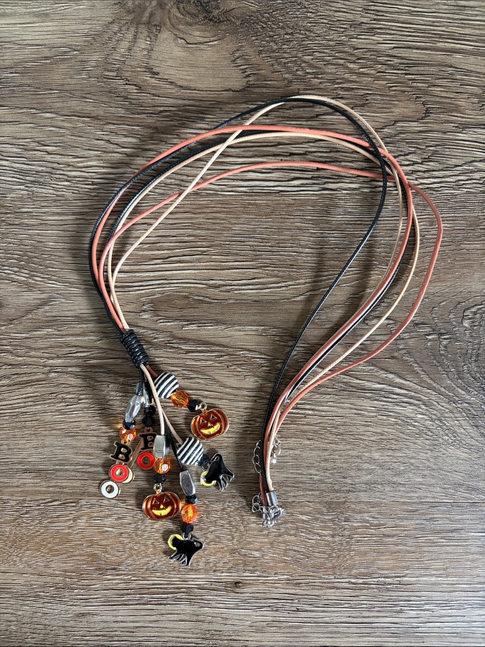 Halloween Charm Multi-Strand Necklace in Orange, Black and Cream